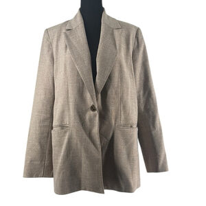 Zara Blazer beige neutral straight minimalist jacket career sz sm